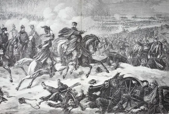 Framed Print : Field Marshal Prince Frederick Charles and his staff at the Battle of Orleans, France, on the evening of 4 December, in the Franco-Prussian War of 1870-1871, Historical, digitally restored reproduction of a 19th century original, exact original date Framed Print : Field Marshal Prince Frederick Charles and his staff at the Battle of Orleans, France, on the evening of 4 December, in the Franco-Prussian War of 1870-1871, Historical, digitally restored reproduction of a 19th century original, exact original date