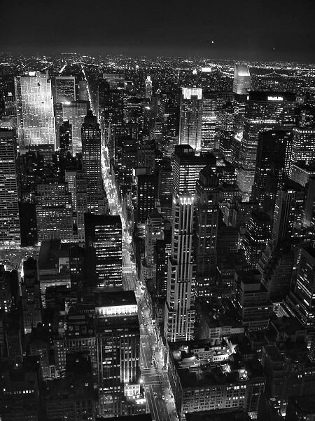 Fifth Avenue. Cityscape at night in NY Midtown Manhattan