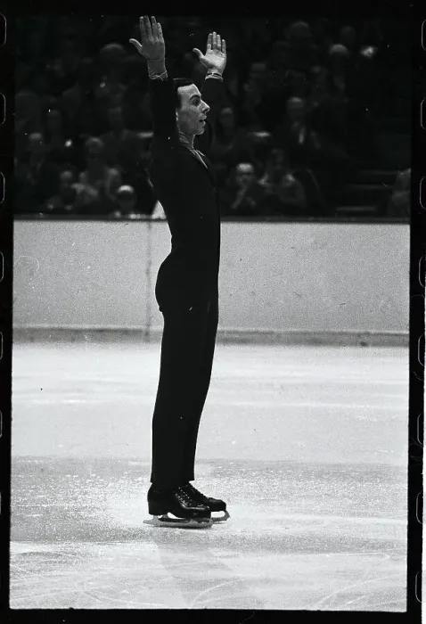 Framed Print : Figure Skater Tim Woods with His Arms Raised Framed Print : Figure Skater Tim Woods with His Arms Raised