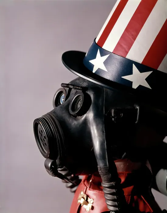 Framed Print : FIGURE WEARING GAS MASK Framed Print : FIGURE WEARING GAS MASK