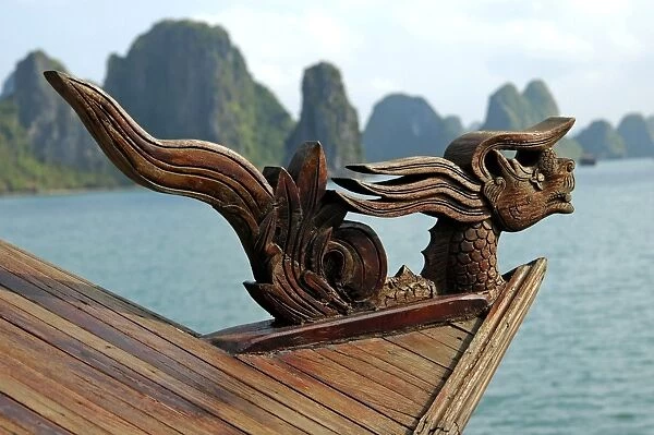 Figurehead of a traditional Vietnamese junk boat, Halong Bay, Vietnam