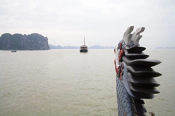 Figurehead and view from tour boat in Vietnam