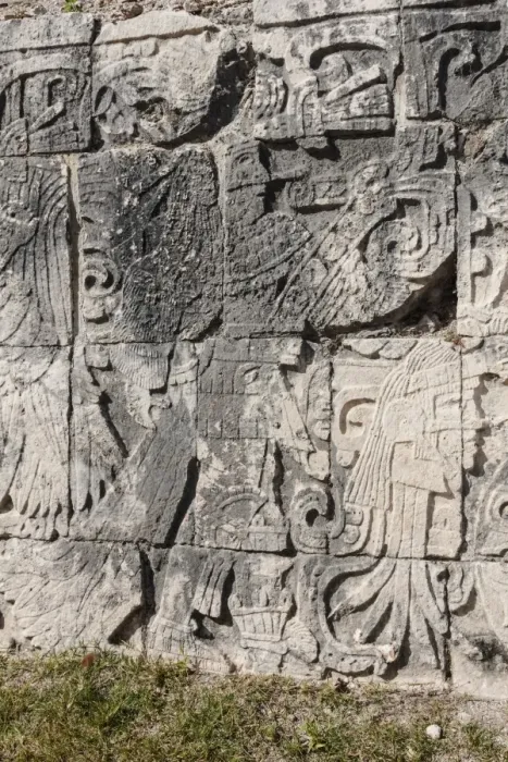 Framed Print : Figures on a wall in Uxmal, YucatAan, Mexico