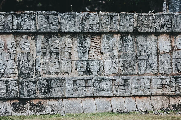 Figures on a wall in Uxmal, YucatAan, Mexico