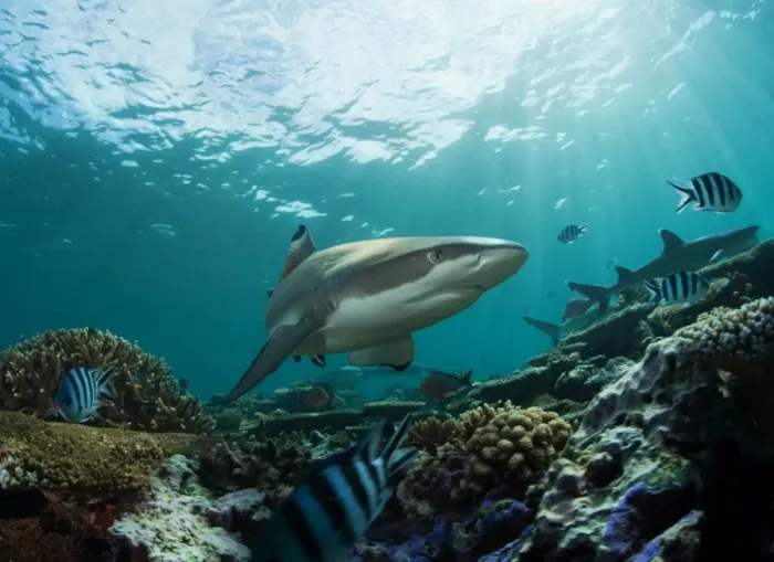 Framed Print : Fiji sharks in water Framed Print : Fiji sharks in water
