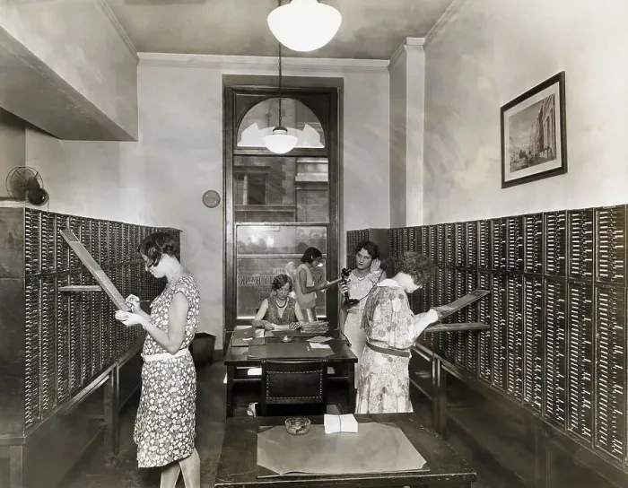 Framed Print : File Clerks At First National Bank In Ny Framed Print : File Clerks At First National Bank In Ny