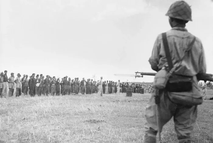 Framed Print : Filipino and American Troops Waiting in Formation Framed Print : Filipino and American Troops Waiting in Formation