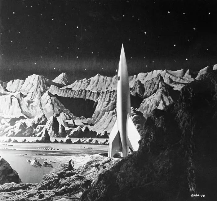 Framed Print : Film Still Of Rocket In Moon Landscape Framed Print : Film Still Of Rocket In Moon Landscape