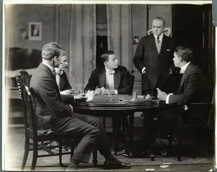 Framed Print : Film Scene with Men Around a Poker Table Framed Print : Film Scene with Men Around a Poker Table