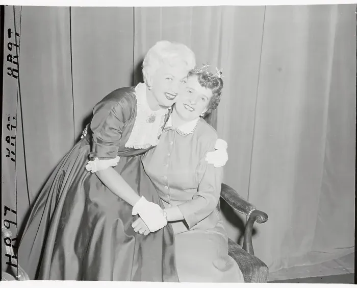 Framed Print : Film star Ann Sothern, who is also the star of CBS Television's Popular Private Secretary series is shown with Mrs. series Lend, whom Miss Sothern presented with the National Secretary of 1954 citation in ceremonies at the Waldorf Astoria today Framed Print : Film star Ann Sothern, who is also the star of CBS Television's Popular Private Secretary series is shown with Mrs. series Lend, whom Miss Sothern presented with the National Secretary of 1954 citation in ceremonies at the Waldorf Astoria today