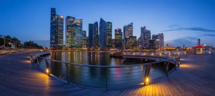 Framed Print : Financial buildings in Singapore