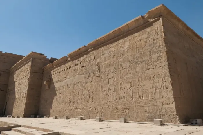 Framed Print : Fine reliefs at the Temple of Isis in Philae Framed Print : Fine reliefs at the Temple of Isis in Philae