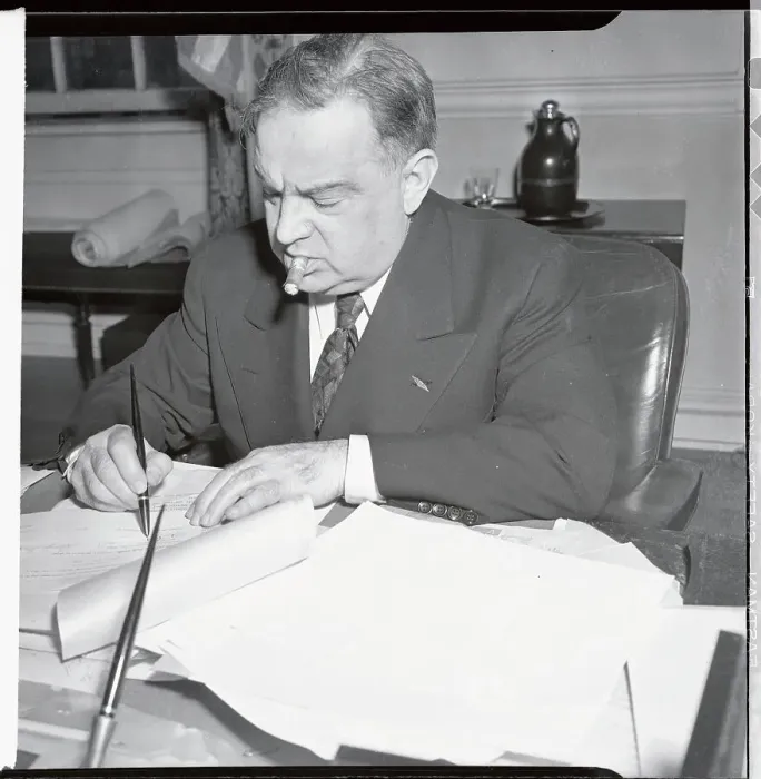 Framed Print : Fiorello La Guardia in His Office