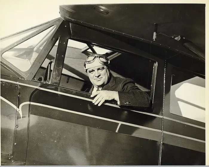 Framed Print : Fiorello Laguardia in Pilot Seat of Plane