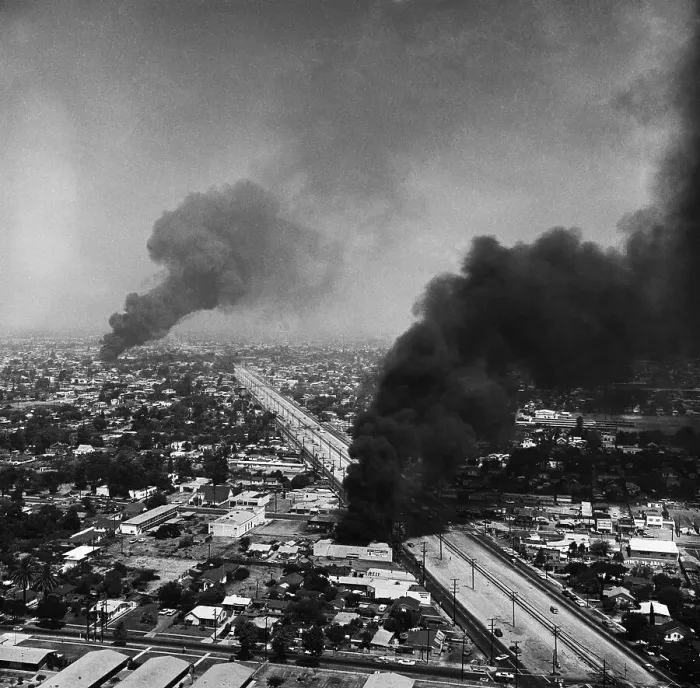 Framed Print : Fire Burning In Southeast Los Angeles Framed Print : Fire Burning In Southeast Los Angeles