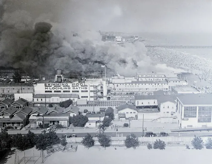 Framed Print : Fire at Coney Island