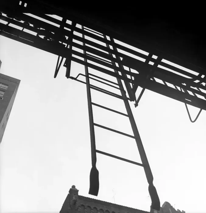 Framed Print : Fire Escape in Midtown Manhattan in 1957 Framed Print : Fire Escape in Midtown Manhattan in 1957