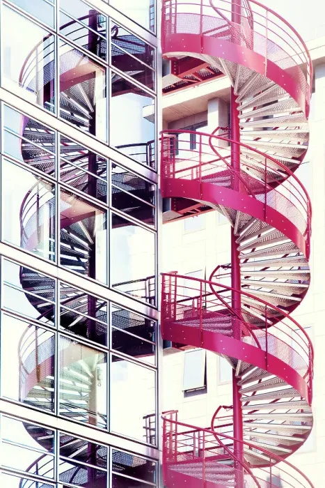 Framed Print : Fire escape and its reflection on a building in La Defense, Nanterre, France Framed Print : Fire escape and its reflection on a building in La Defense, Nanterre, France