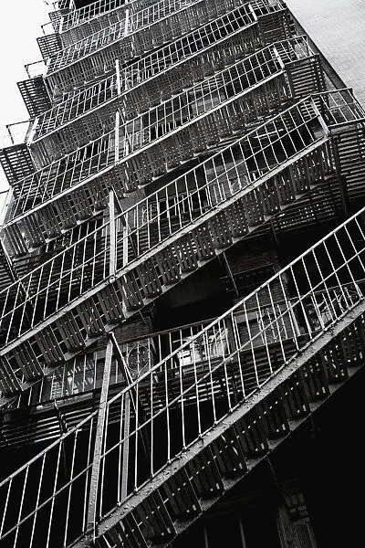 Fire escape steps on rear of building in Manhattan, New York, USA