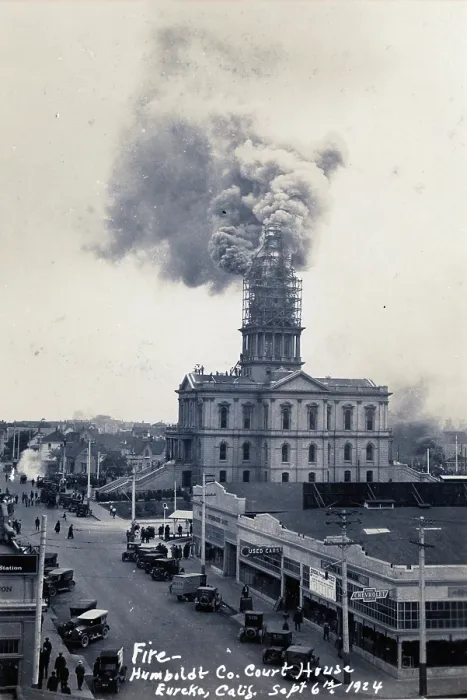 Framed Print : Fire at the Humboldt County Court House, Eureka, California, 1924 Framed Print : Fire at the Humboldt County Court House, Eureka, California, 1924