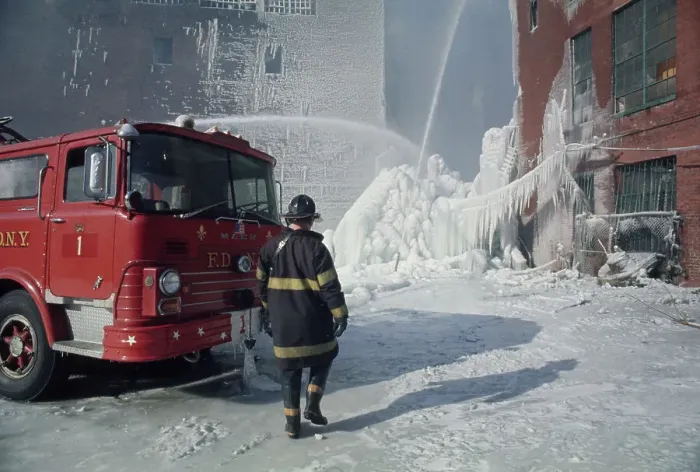 Framed Print : Fire Scene Freezes Over Framed Print : Fire Scene Freezes Over