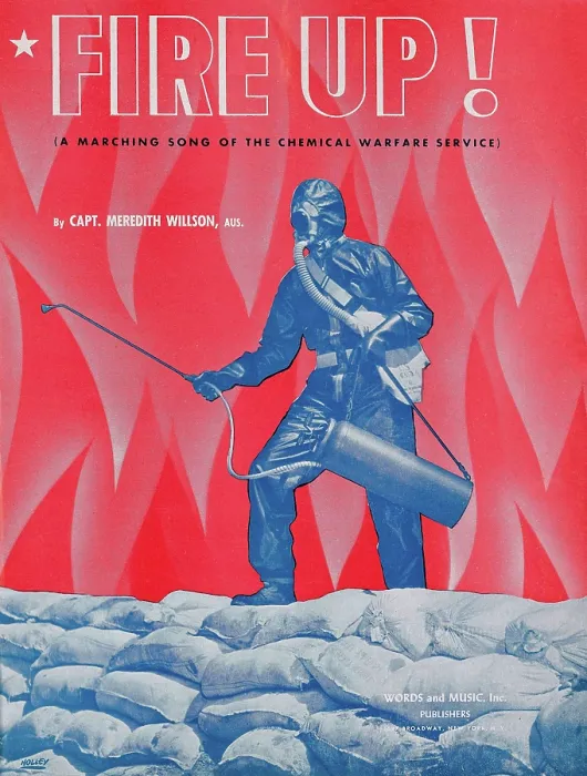 Framed Print : Fire Up!. Cover art to sheet music of 'a marching song of the chemical
