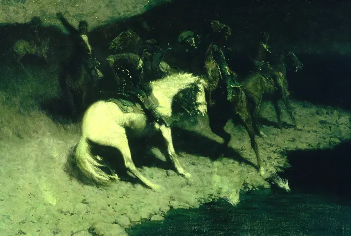 Framed Print : Fired On. Frederic Sackrider Remington (October 4 Framed Print : Fired On. Frederic Sackrider Remington (October 4