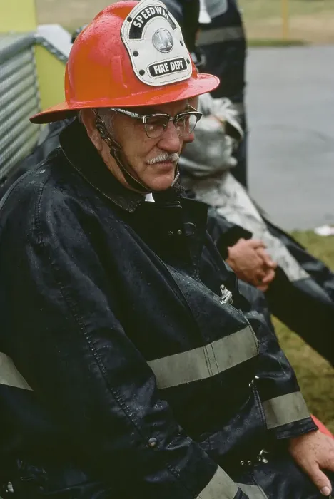 Framed Print : Firefighter At Indianapolis 500, 1978 Framed Print : Firefighter At Indianapolis 500, 1978
