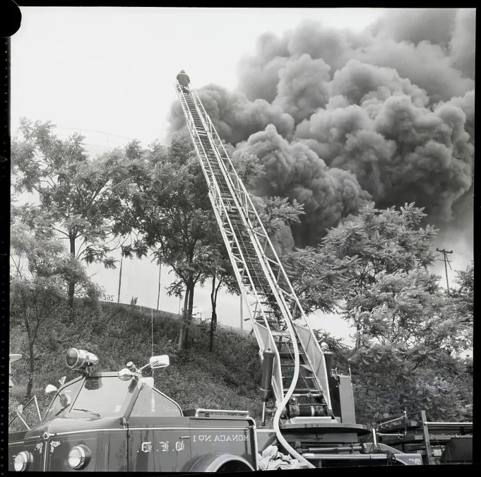 Framed Print : Fireman Fighting Chemical Fire Framed Print : Fireman Fighting Chemical Fire