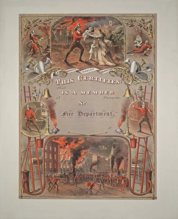 Framed Print : Fireman's certificate Framed Print : Fireman's certificate