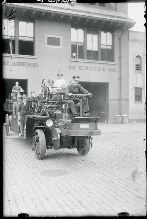Framed Print : Firemen and Fire Engine Framed Print : Firemen and Fire Engine