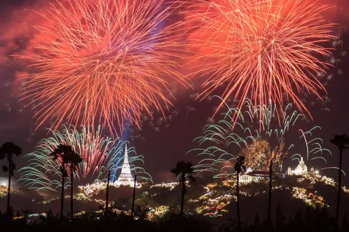 Framed Print : Firework khao wang festival