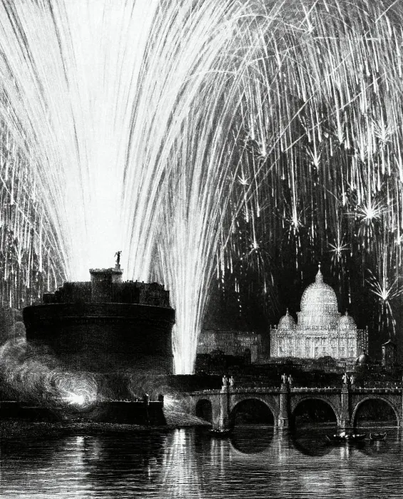 Framed Print : Fireworks over Sant'Angelo Bridge in Rome Framed Print : Fireworks over Sant'Angelo Bridge in Rome