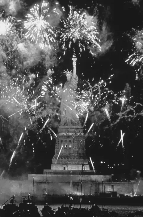 Framed Print : Fireworks at Statue of Liberty Framed Print : Fireworks at Statue of Liberty
