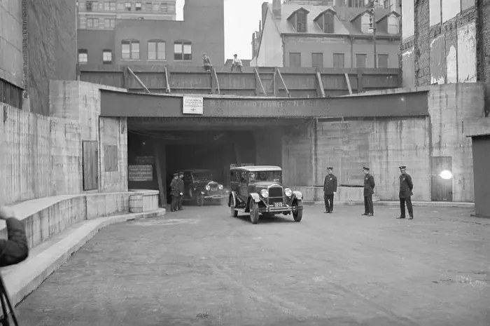 Framed Print : First Car Coming Through Holland Tunnel on Opening Day Framed Print : First Car Coming Through Holland Tunnel on Opening Day
