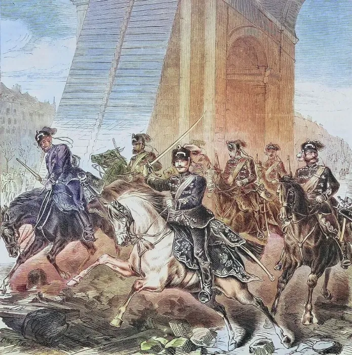 Framed Print : The first German soldiers in Paris on the morning of 1 March 1871, illustrated war history, German, French war 1870-1871, Germany, France Framed Print : The first German soldiers in Paris on the morning of 1 March 1871, illustrated war history, German, French war 1870-1871, Germany, France