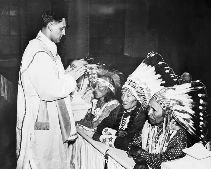 Framed Print : First Indian Priest Giving Blessings