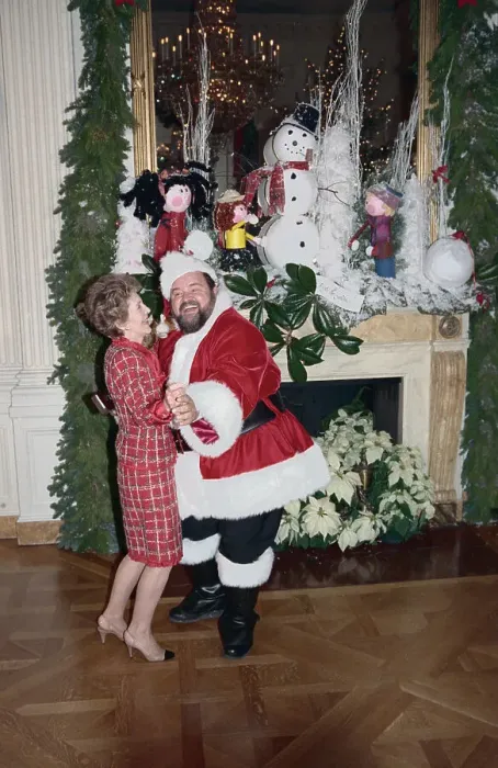 Framed Print : First Lady Nancy Reagan Dancing with Santa Claus Framed Print : First Lady Nancy Reagan Dancing with Santa Claus