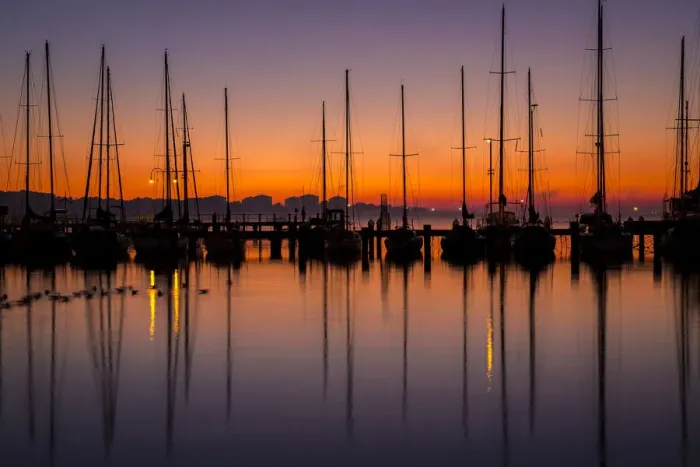 Framed Print : First light over Hastings Marina Framed Print : First light over Hastings Marina
