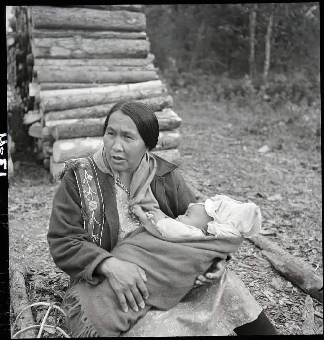 Framed Print : First Nations woman holding child Framed Print : First Nations woman holding child