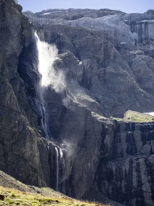 Framed Print : The first plane of Gavarnie waterfall with persons. Hautes Pyrenees. France. World Heritage by UNESCO, the great waterfall Framed Print : The first plane of Gavarnie waterfall with persons. Hautes Pyrenees. France. World Heritage by UNESCO, the great waterfall
