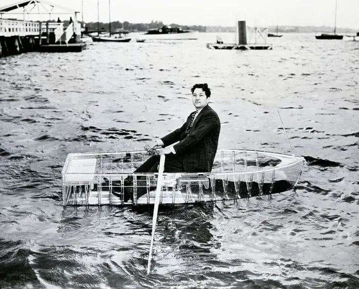 Framed Print : First Plastic Rowboat Being Tested Framed Print : First Plastic Rowboat Being Tested