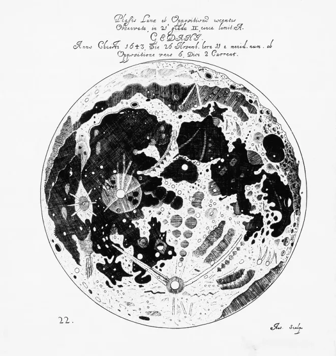 Framed Print : First Printed Map Of The Moon 1647 Framed Print : First Printed Map Of The Moon 1647