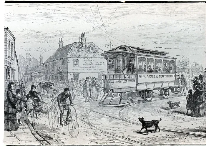 Framed Print : First Street Tramway System; Illustratio Framed Print : First Street Tramway System; Illustratio