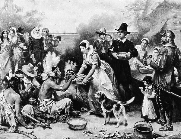 First Thanksgiving Dinner Illustration 1621