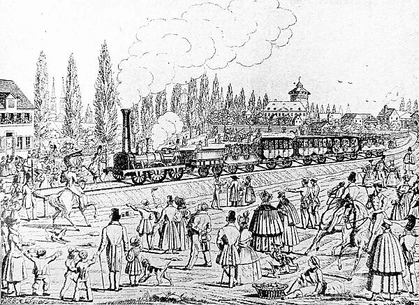 First train from NAOErnberg to FAOErth on 8 September 1835