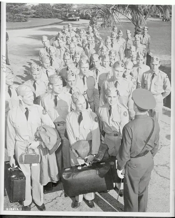 Framed Print : First Wartime Class Cadets Reporting for Assignments Framed Print : First Wartime Class Cadets Reporting for Assignments