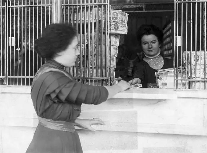 Framed Print : First Woman Cashier In America Framed Print : First Woman Cashier In America