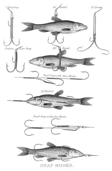 Fish snap hooks engraving 1812