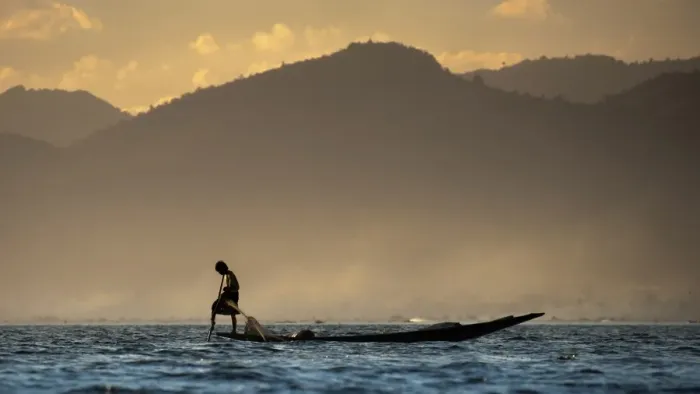Framed Print : fisherman at inle lake Framed Print : fisherman at inle lake